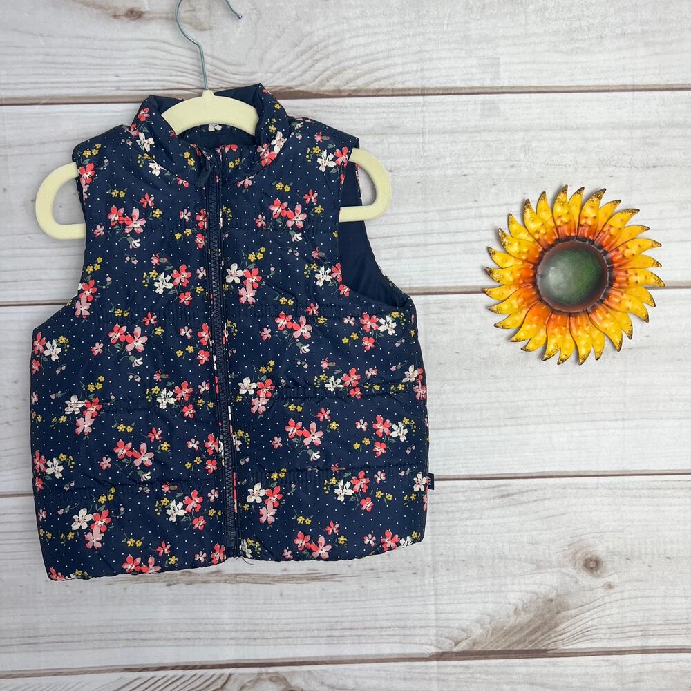 Baby GAP Floral Print Puffer Vest Toddler Girl 2 Years
